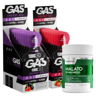 Imagem de Kit 2x Gas Energy Gel Energético 20 Sachês + Malato De Magnésio Bodyac
