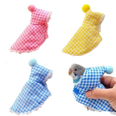 Imagem de 3 peças Capa de papagaio adorável fantasia de periquito roupas de animais pequenos vestuário de papagaio penas para periquito cinza africano periquito conure calopsita pássaros do amor tentilhões