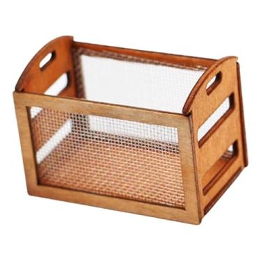 Imagem de Esquirla Cesto de armazenamento em miniatura para casa de bonecas, adereço para maquete de casa de bonecas, presentes de aniversário, prateleira vintage para, Tipo de Fio de Ferro