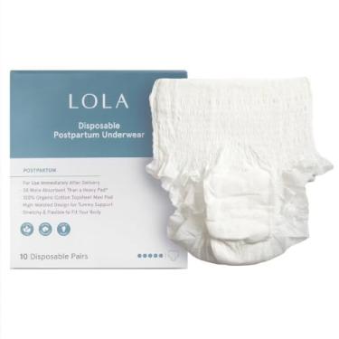 Imagem de LOLA Roupa íntima pós-parto com algodão orgânico absorção máxima para sangramento pós-parto – Essenciais de bolsa hospitalar para gravidez – 10 unidades