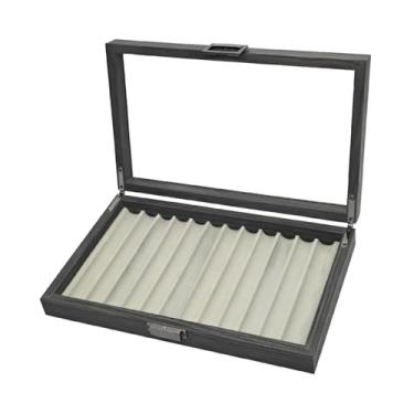 Imagem de Esquirla Estojo de madeira para canetas com visor transparente, organizador doméstico, caixa para guardar canetas-tinteiro, ideal para aniversários de filhos e