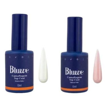 Imagem de Kit Bluwe Top Coat Camuflagem 10ml Pink Natural +Branco Baby