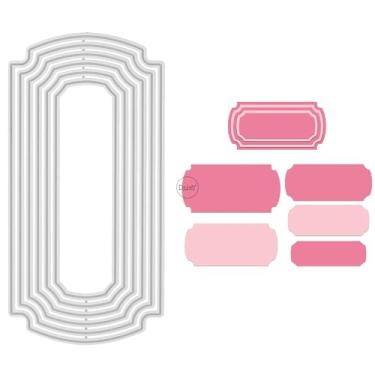 Imagem de DzIxY Matrizes de corte de metal de etiqueta geométrica retangular para kit de fabricação de cartões, conjunto de recortes de papel, estêncil, suprimentos, modelos de máquina