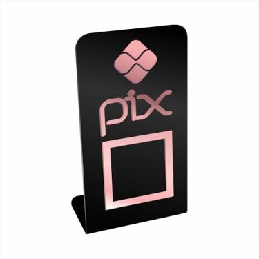 Imagem de Placa Pix QR Code Display Para Pagamentos Acrílico 3mm (Preto + rosé)