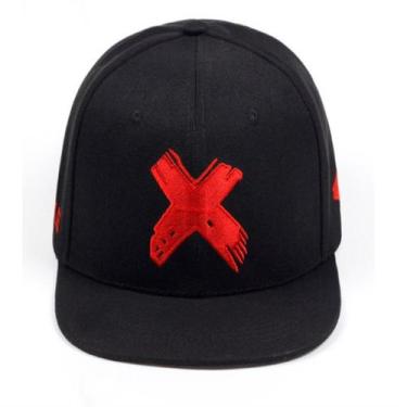 Imagem de Boné de beisebol Letters X Anime Snapback Chapéu de algodão preto - Yi