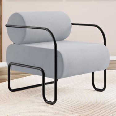 Imagem de Poltrona Decorativa Orgânica Living Miska Veludo Cinza Claro - Desk Design