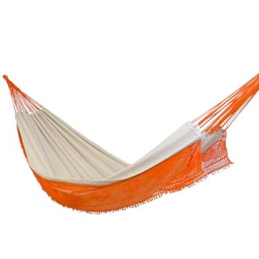 Imagem de Rede de Dormir e Descanso Rubi Casal Algodão Jaguaruana. (Bege e Laranja)