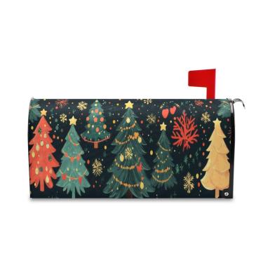 Imagem de Burbuja Capa magnética para caixa de correio, árvores de Natal, capa decorativa de caixa de correio para decoração de jardim e quintal, tamanho grande 52,8 x 64,5 cm