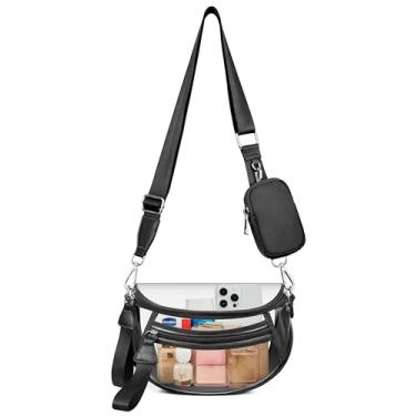 Imagem de MIVELOYA Bolsas transversais transparentes para eventos de estádio, bolsa grande transparente para eventos esportivos de concertos com porta-moedas RFID, Preto, Large, Casual