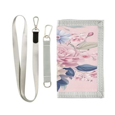 Imagem de Burbuja Elegante carteira floral para mulheres, carteira de tecido com cordão, porta-chaves, compartimentos para cartões de dinheiro e bolso para moedas