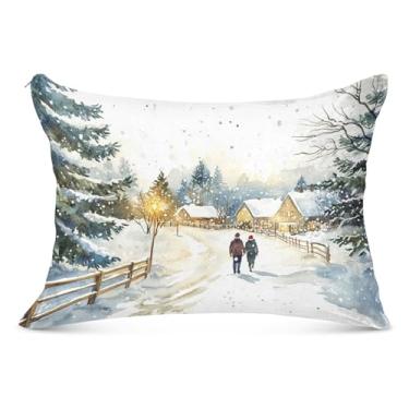 Imagem de Winter Village Fronha Queen Branca Super Macia e Confortável Fronha Corporal, Fronha com Zíper 50 x 101 cm