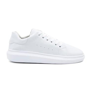 Imagem de Kit 2 Tênis Casual Estilo Sapatênis Sola Alta Confortável para Dia a Dia Trabalho e Eventos Street (Branco, BR, Adulto, Numérico, 44)