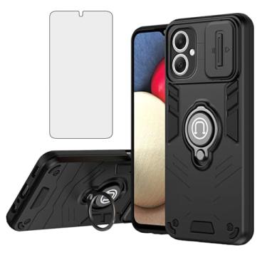 Imagem de Asuwish Capa de telefone para Samsung Galaxy A06 5G com protetor de tela de vidro temperado capa fina magnética resistente suporte suporte de celular híbrido resistente acessórios para celular Ao6 A