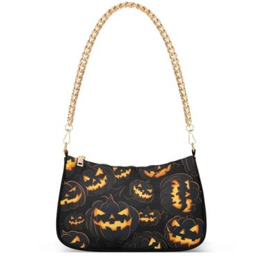 Imagem de Girassóis Tie Dye Estampa Leopardo Lindas Bolsas Femininas Pequena Bolsa Hobo Mulheres Pequenas Bolsas de Mão Corrente Lindas Bolsas de Ombro, Halloween Pumpkin Funny