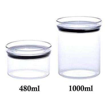 Imagem de 2 Potes Herméticos Redondo 480ml e 1000ml para armazenamento de alimentos