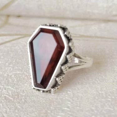 Imagem de Anel de festa feminino vintage com pedra vermelha, Latão, Zircônia cúbica