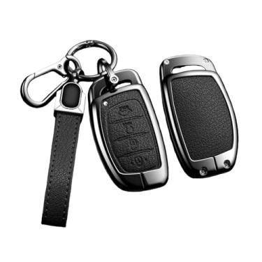 Imagem de Capa de chave de carro de liga automática compatível com Hyundai Ix25 Ix35 Ix45 Tucson Sonata Rena Creta Verna Solaris Mistra Elantra Acessórios(D 2-2 Black)