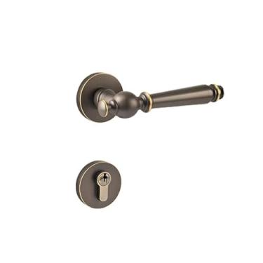 Imagem de Fechadura de porta de quarto de bronze café fechadura de porta de madeira para quarto interior high-end Villa Split fechadura magnética silenciosa (modelo plit silencioso)