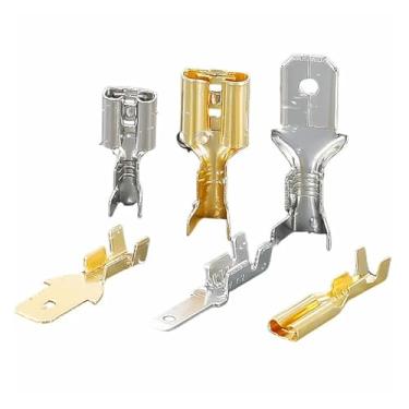 Imagem de 180 peças embaladas em caixa, terminal de crimpagem de ouro/prata, encaixe macho e fêmea 2,8/4,8/6,3 mm, conector de fio, terminais elétricos (180 peças douradas)