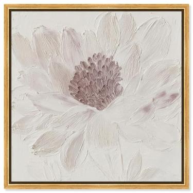 Imagem de Arte de parede floral com impressão em tela Sculptural Flower II por Art Remedy, moldura dourada, 76 x 76 cm