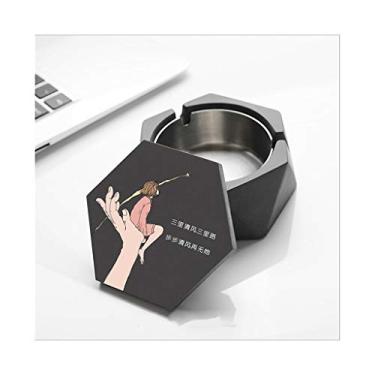 Imagem de Cinzeiro portátil para cigarro de cimento, com tampa, aço inoxidável, geométrico, cimento, cinzeiro, para uso interno ou externo, cinzeiro, presente (cor: Mão sentada feminina cinza escuro)