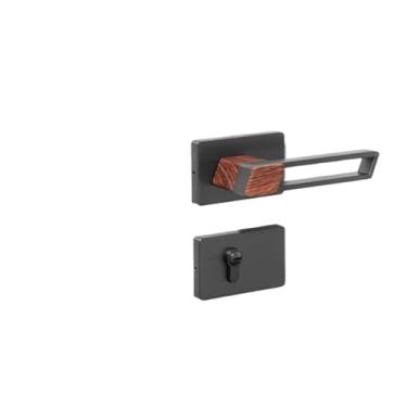 Imagem de Fechadura de porta de madeira para quarto, maçaneta silenciosa, fechadura, fechadura, fechadura, ferragem (preto níquel)