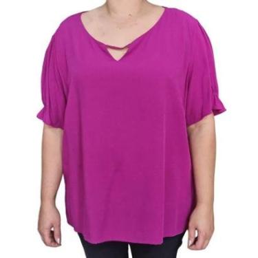 Imagem de Blusa Feminina Trave Franzido MC Plus Size Fucsia-Feminino