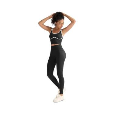 Imagem de Conjunto De Fitness Feminino Com Top Esportivo E Leggings Justas Para 