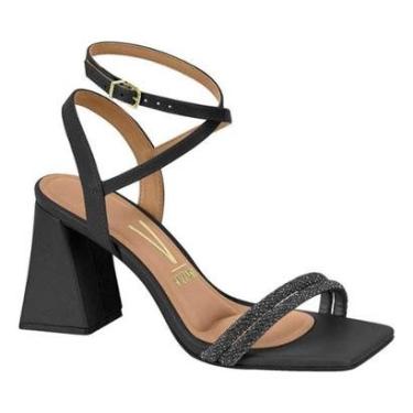 Imagem de Sandalia Feminina Vizzano Salto Grosso Nude Preta Lançamento-Feminino