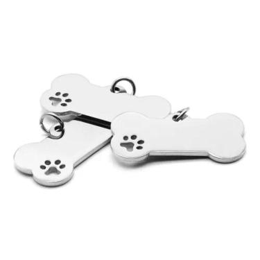 Imagem de Pingente Plaquinha De Osso Identificação De Cão E Gato