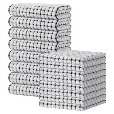 Imagem de Kitinjoy Conjunto de toalhas de cozinha e panos de prato de algodão, 16 x 25 polegadas e 30 x 30 cm a granel, toalhas de mão super macias e absorventes para secagem de cozinha, preto