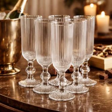 Imagem de Jogo de 6 Taças para Champanhe Cameratta em Cristal Ecológico, Vidro Transparente, 160ml, 18.4cm Altura