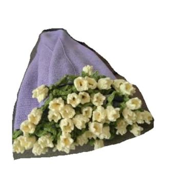 Imagem de Cobertor de buquê redondo de crochê à mão de 1,1 m – Cobertor dobrável floral 3D, presente de decoração de casa de dupla função (roxo)
