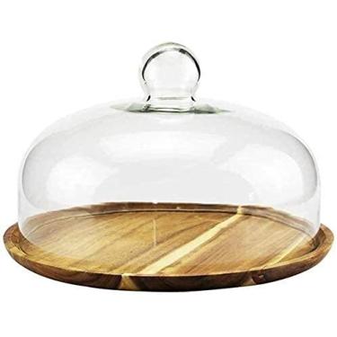 Imagem de Suporte de bolo bandeja de exibição de sobremesa suportes de bolo talheres prato de bife 6/8/10/11 polegadas, barra de madeira bebida prato de frutas sanduíche de vidro para bolo, pastelaria, frutas