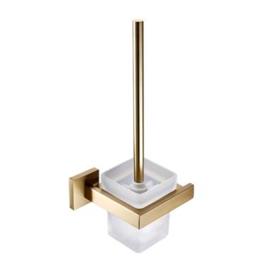 Imagem de Conjunto de ferragens de banheiro dourado escovado para montagem na parede, suporte de rolo de papel higiênico, toalheiro, cabide de aço inoxidável, kit de acessórios de barra de toalha 560, tamanho