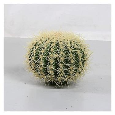 Imagem de Plantas artificiais, cacto artificial de 23 cm em vasos verdes, linda planta falsa para decoração de casa, plantas artificiais realistas, bonsai, pinheiro