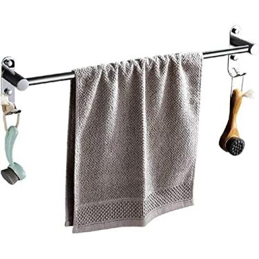 Imagem de HHHJQFAAT Toalheiro toalheiro barra de toalha de haste única suporte de toalha de parede de aço inoxidável com toalheiro suporte de toalha para banheiro varanda prateleira de toalha de banheiro (30 cm