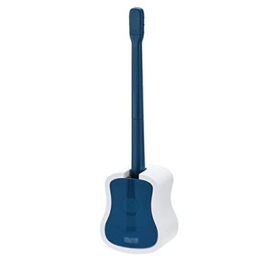 Imagem de Escova de vaso sanitário com suporte, escova de vaso sanitário de silicone, tipo suspensa, formato de guitarra, cerdas flexíveis, escova de vaso sanitário de abertura automática (D, tamanho (Argento