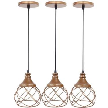Imagem de 3 Pendentes Aramado Esfera Balonê Lustre Luminária Teto Regulável Sala