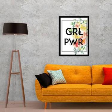 Imagem de Quadro Decorativo Girl Power 34X23Cm - Moldura Branca