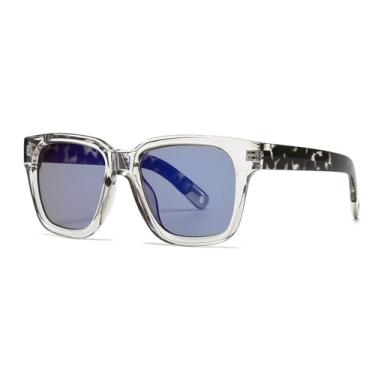 Imagem de Óculos de Sol UV400 - Tamanho Grande com Estampa Degradê de Leopardo e Estilo Punk para Homens e Mulheres, Ideais para Esportes ao Ar Livre, Corrida e Ciclismo, Cor Azul Transparente C3