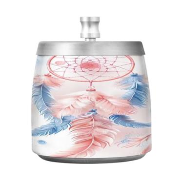 Imagem de STAYTOP Cinzeiro de penas com tampa, à prova de vento, aço inoxidável, sem fumaça, cinzeiro grande para uso ao ar livre para decoração de escritório em casa