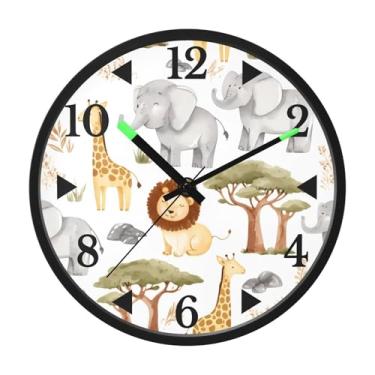 Imagem de STAYTOP Relógio de parede de LED com desenho animado de animais para quarto com brilho noturno, relógios de parede silenciosos de 30 cm para decoração de sala de estar, controle de som, relógio de