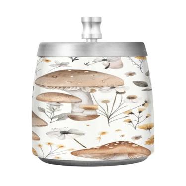 Imagem de STAYTOP Cinzeiro de cogumelos selvagens com tampa, aço inoxidável à prova de vento, sem fumaça, cinzeiro de cigarro grande para decoração de escritório em casa