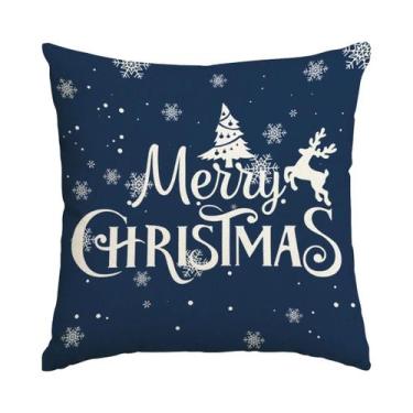 Imagem de Capa De Almofada De Natal Azul, Impressão Em Um Lado, Capa De Almofada