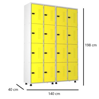 Imagem de Armário Roupeiro Aço 16 Portas Academia Guarda Volume Trinco Amarelo