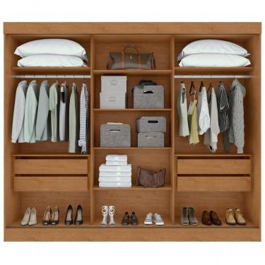 Imagem de Guarda-roupas Casal Nice 3 Portas 1 Espelho 4 Gavetas Flex Com Pés - Lopas Amendoa Clean