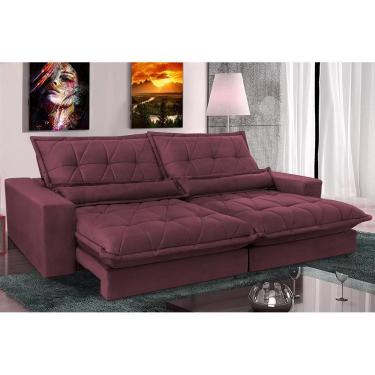 Imagem de Sofa Retrátil E Reclinável 3,12m Com Molas Ensacadas Cama Inbox Soft Tecido Suede Vinho
