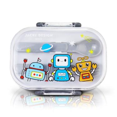 Imagem de Pote Para Lanche De 2 Andares Amiguinhos 400 Ml - Jacki Design Robo Preto