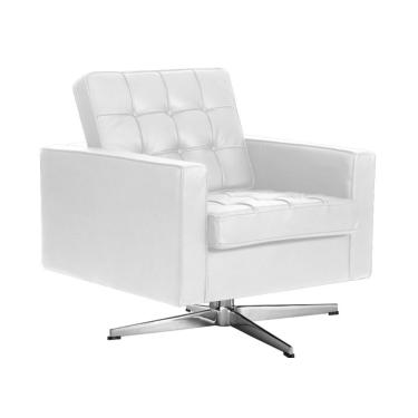 Imagem de Poltrona Fk Giratória Couro Natural Branco Base Alumínio